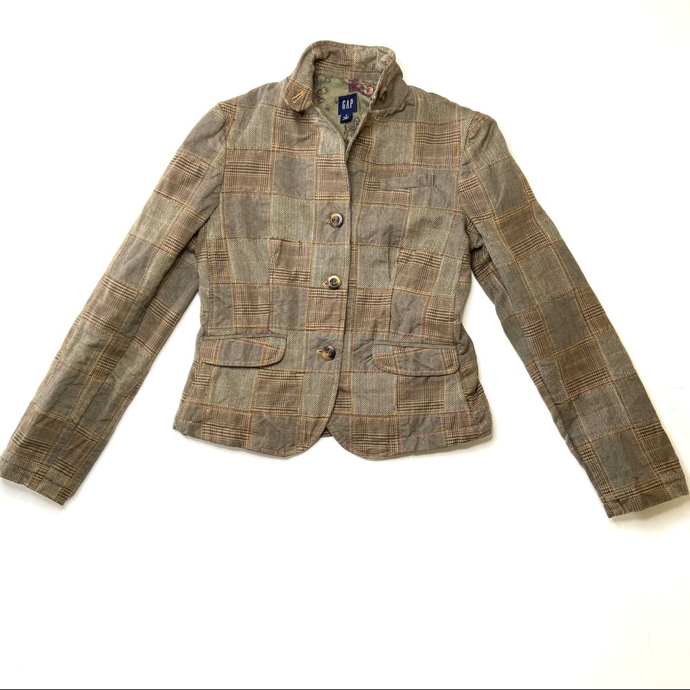 Gap Tweed Houndstooth Patchwork Jacket - image 3
